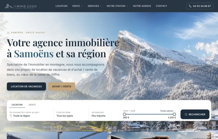 Le site immobilier Immo 2000 à Samoëns